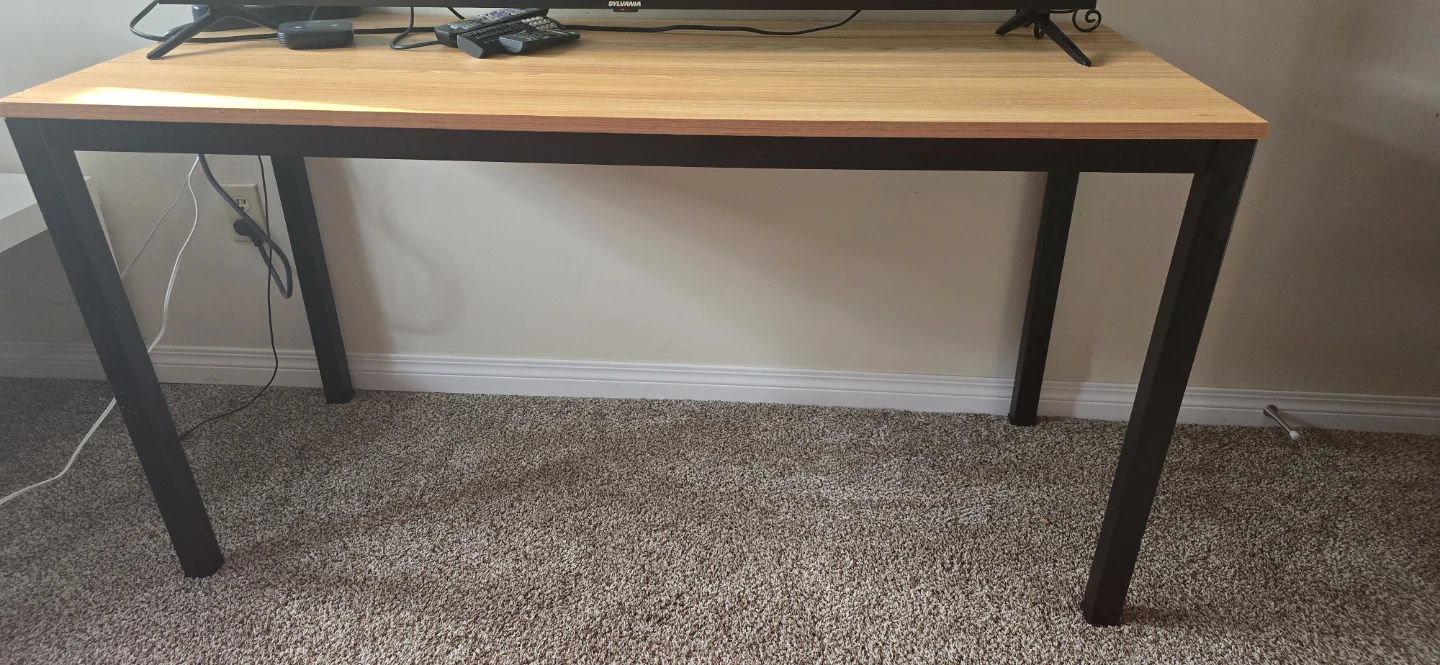 Wood Top Desk with Black Metal Frame 1.40cm×60cm