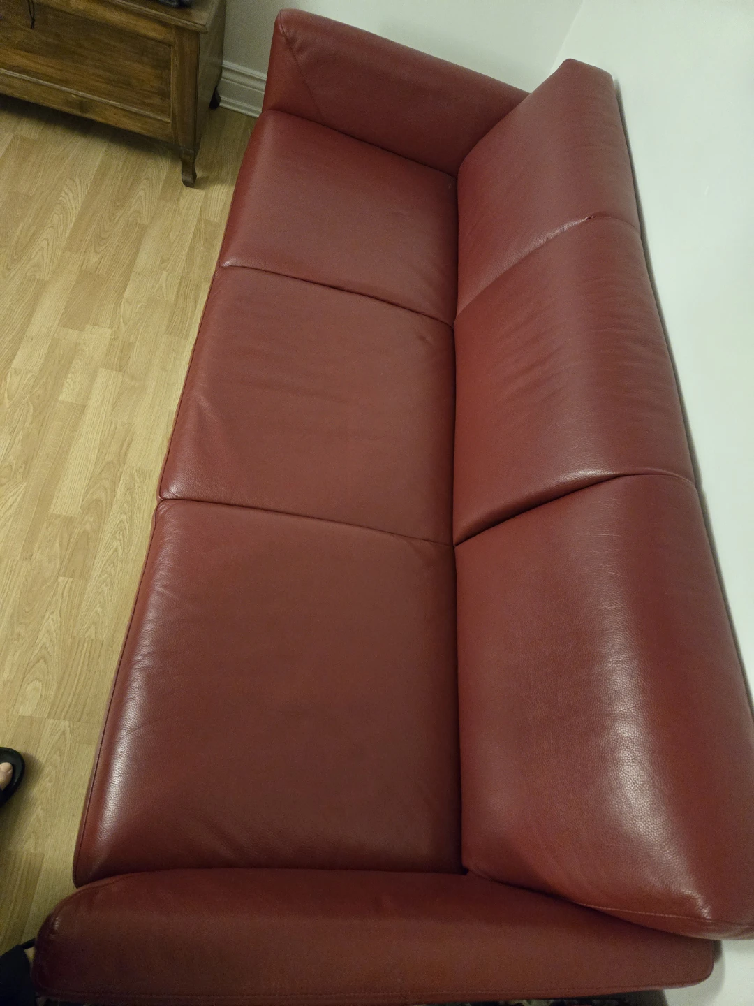 Red Leather Sofa - 3 Seater - photo 4