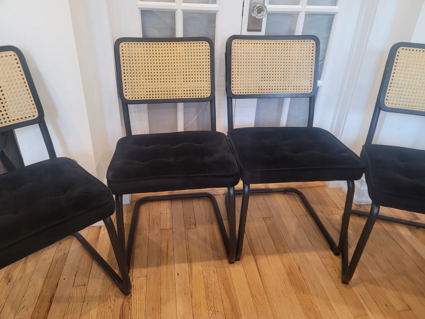 Black Velvet & Rattan Dining Chairs (set of 4) - photo 2
