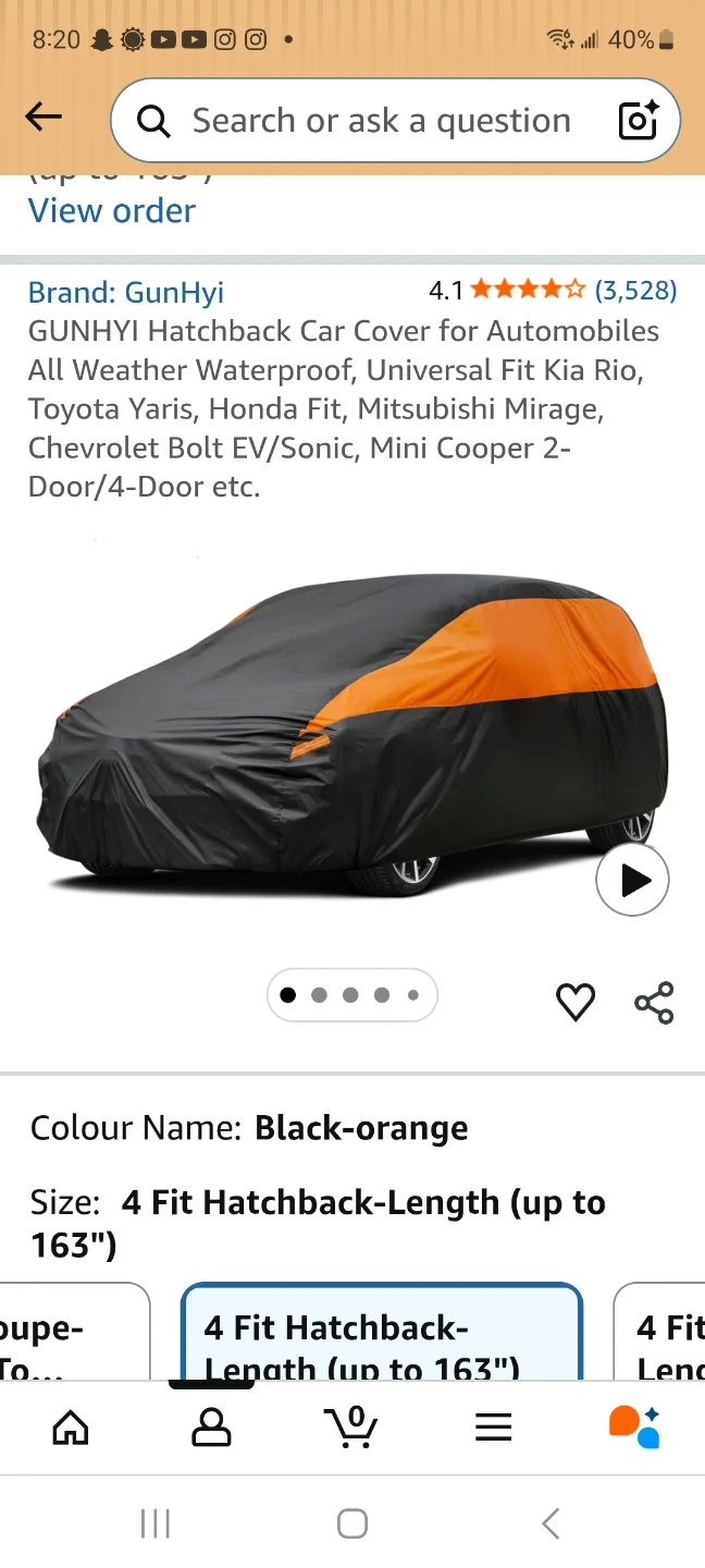New GUNHYI Hatchback Car Cover - Black & Orange - photo 3