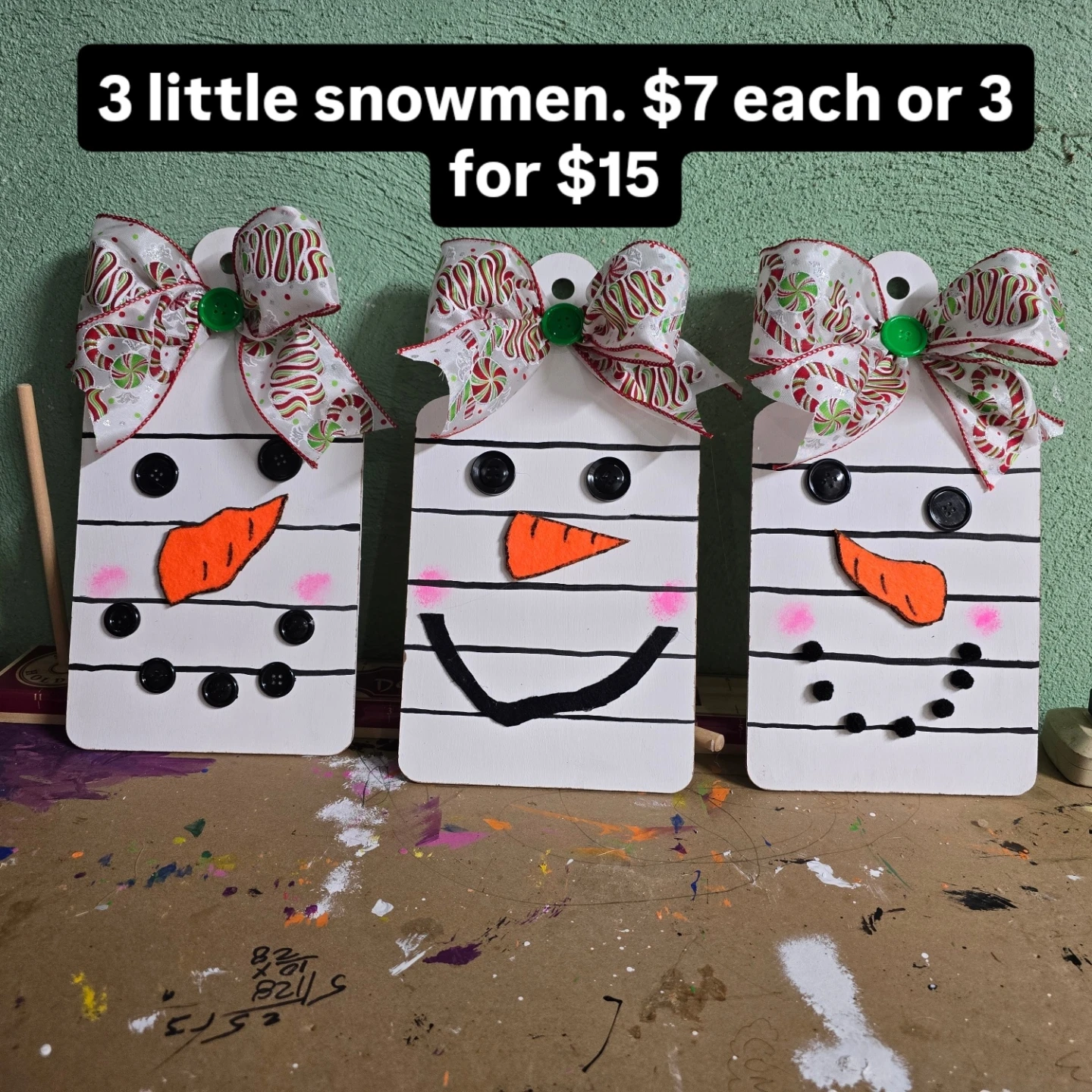 Set of 3 Little Snowmen Decorations