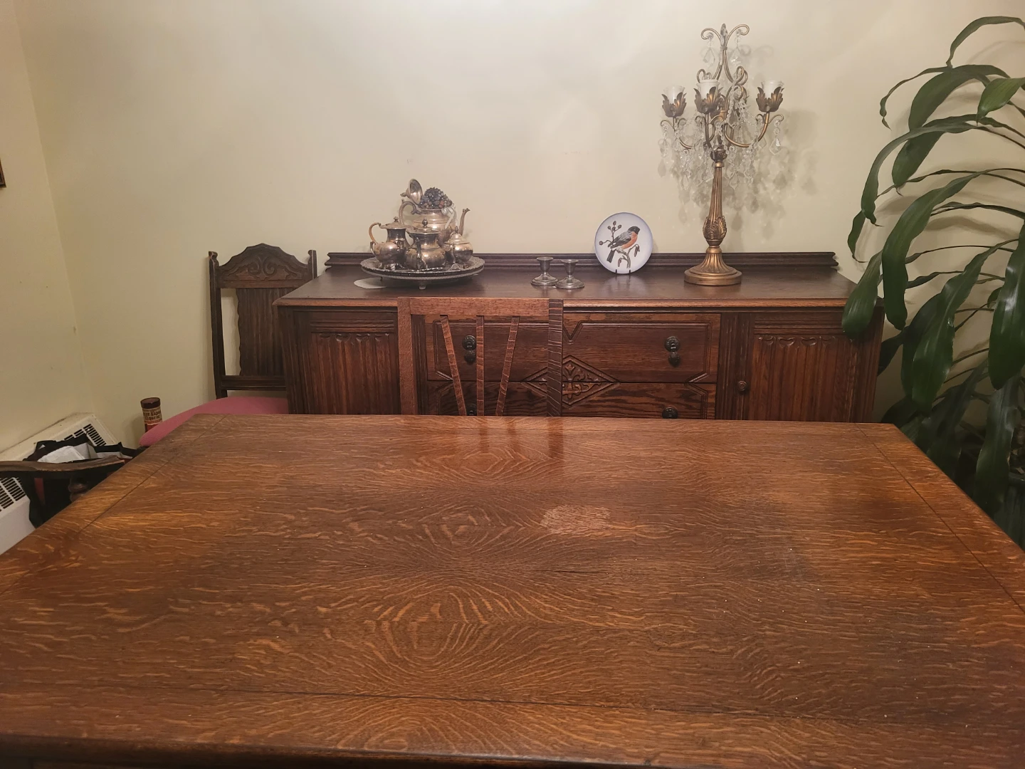 Antique Oak Dining Set - Table, Chairs, Sideboard, Hutch - photo 4