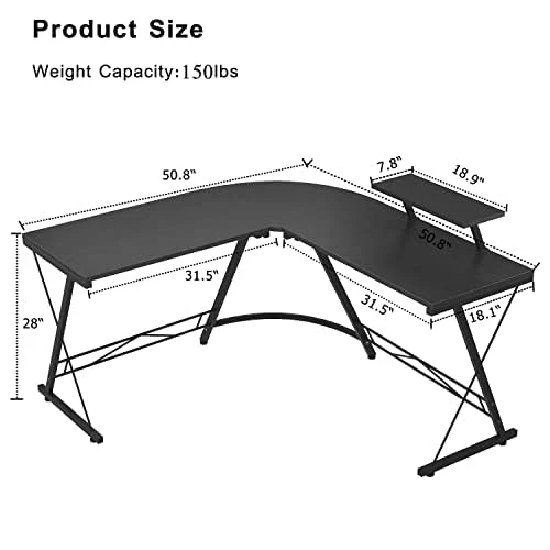 Black L-Shape Desk - photo 4