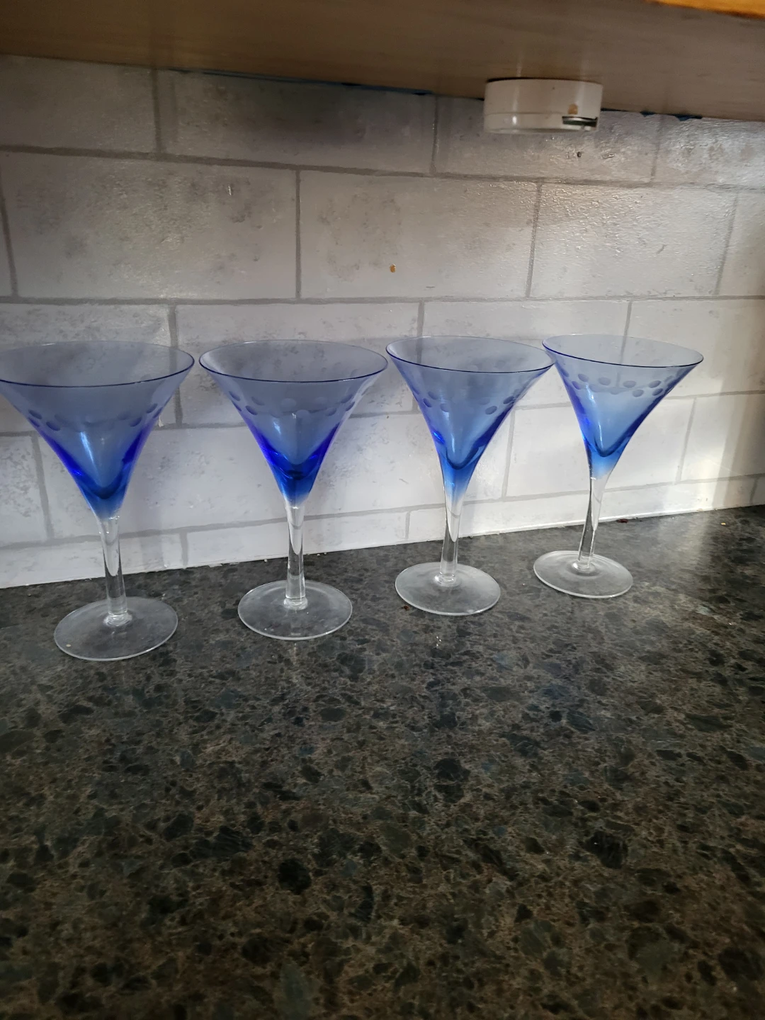 Set of 4 Blue Martini Glasses - photo 2