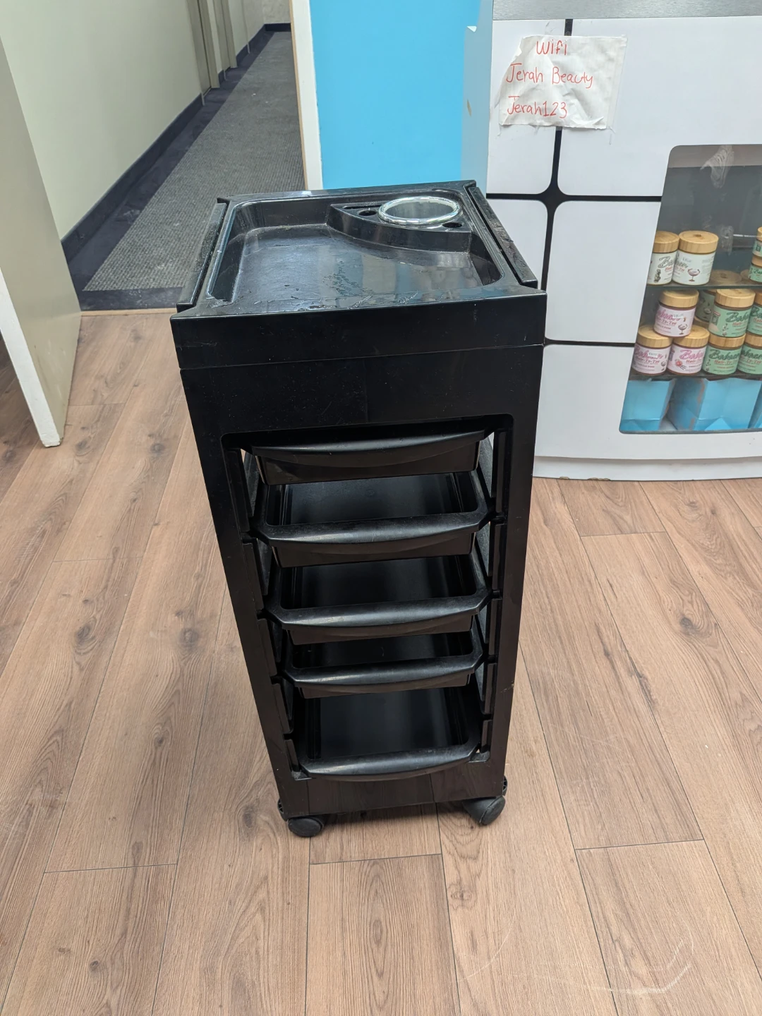 Black Rolling Salon Cart