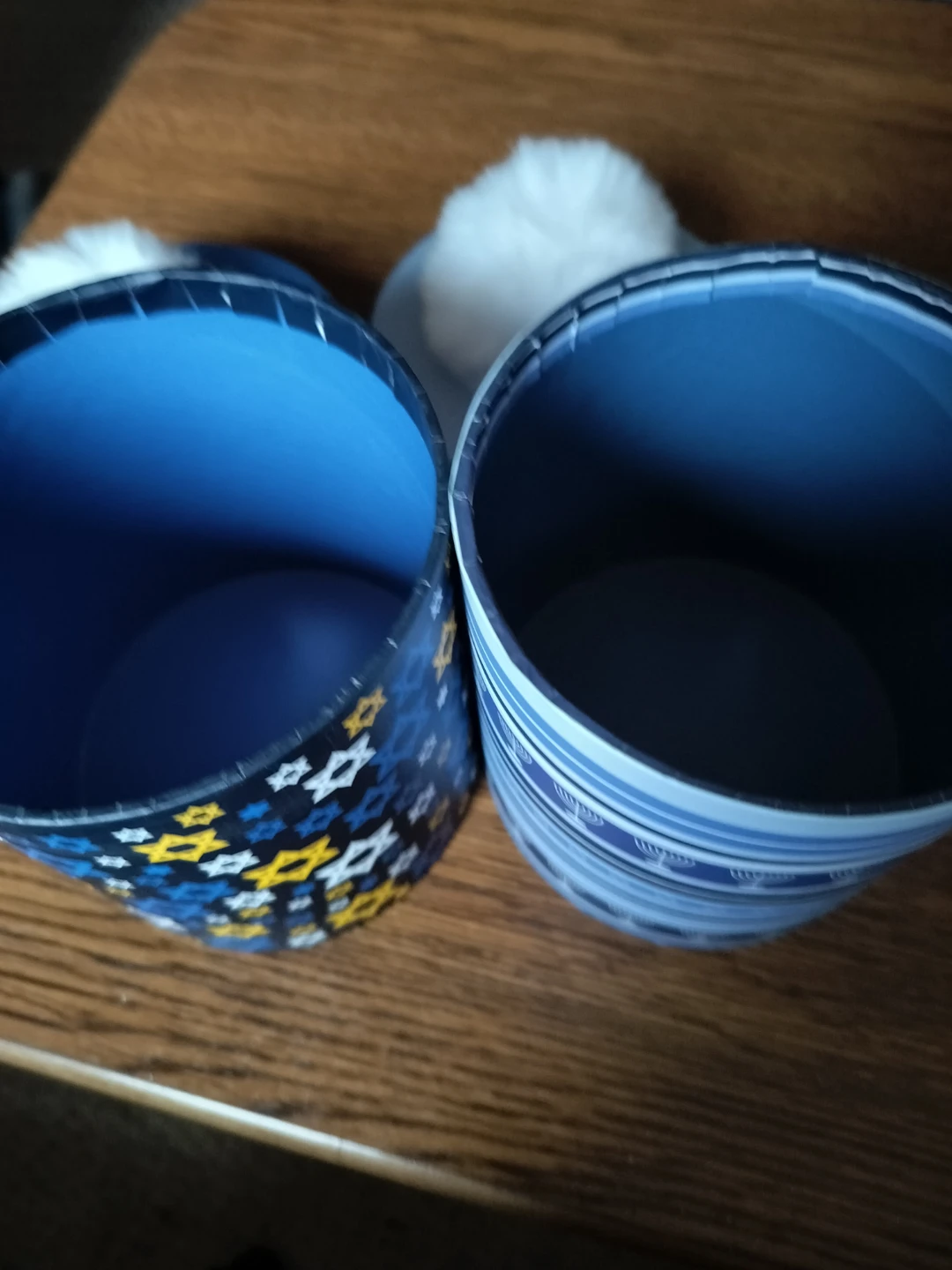 Set of 2 Hanukkah Themed Gift Tins with Fuzzy Toppers - photo 2