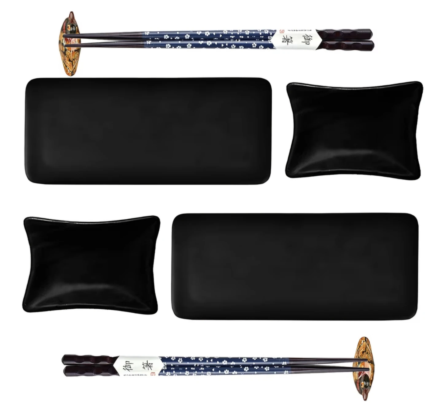 8 Piece Japanese Style Ceramic Dinnerware Set