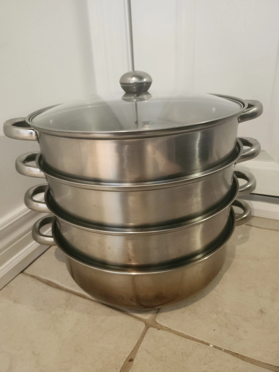 Stainless Steel Steamer Pot with Lid (3 layers)