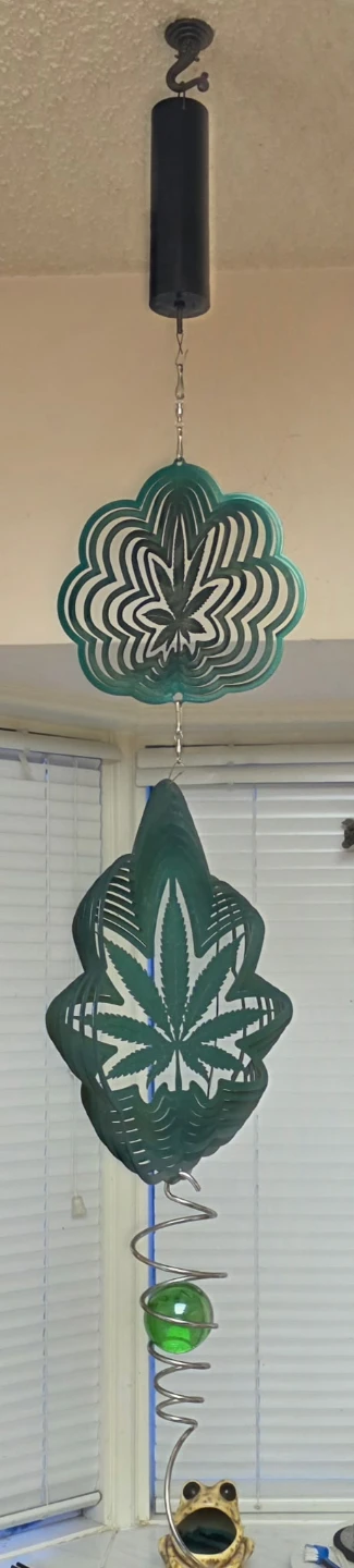 Green Metal motorized pot leaf mobile