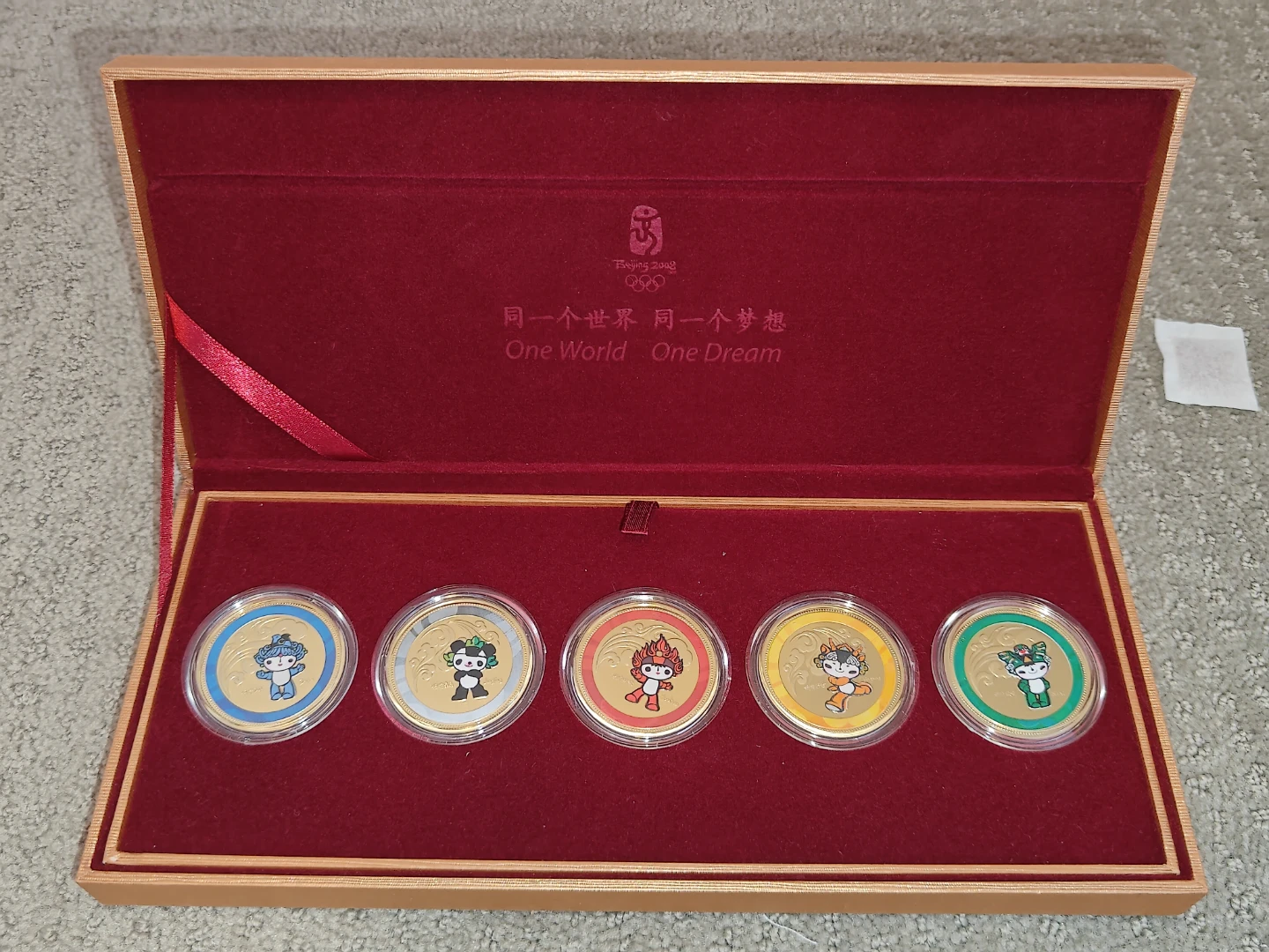 Beijing 2008 Olympic Official Commemorative Coin Set Fuwa Mascot - photo 2
