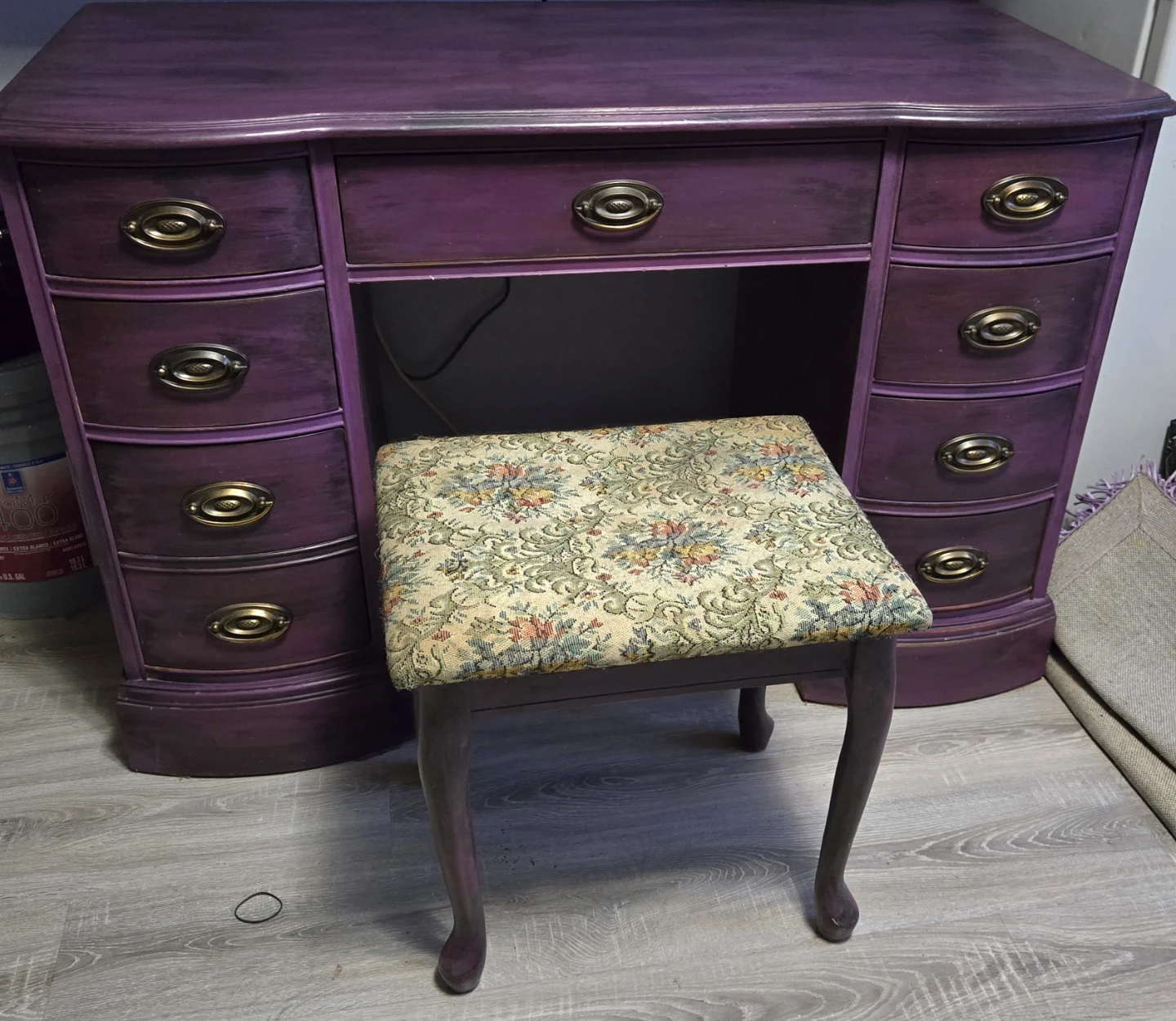 Gorgeous Purple/Black Vintage 1930s Desk/Vanity