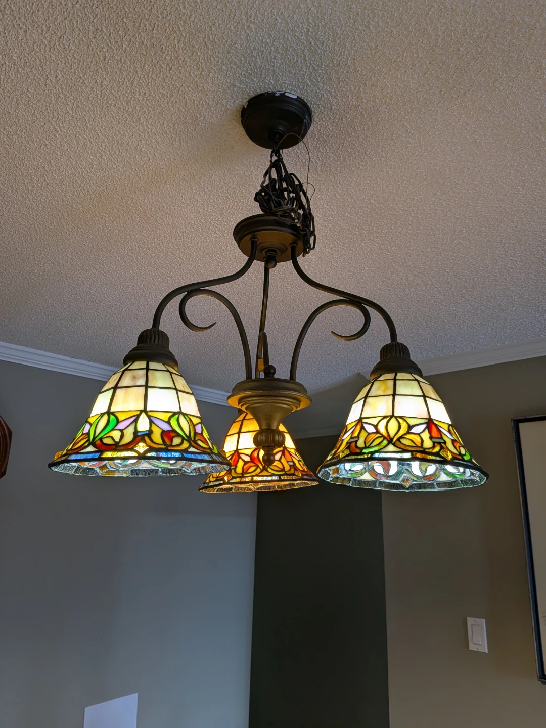 Vintage Tiffany-style chandelier 3 Light - photo 2
