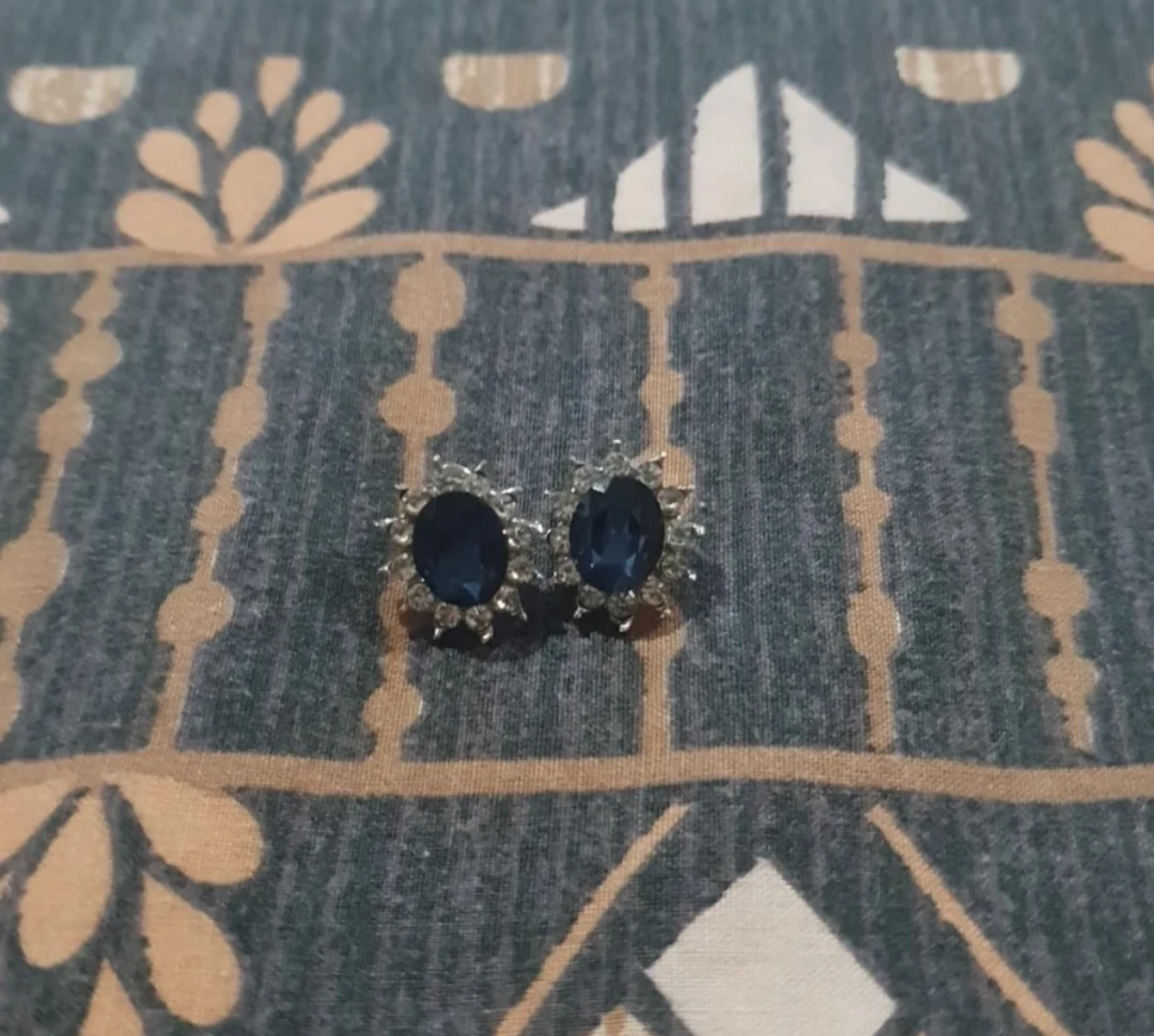 Blue Oval Gemstone Stud Earrings