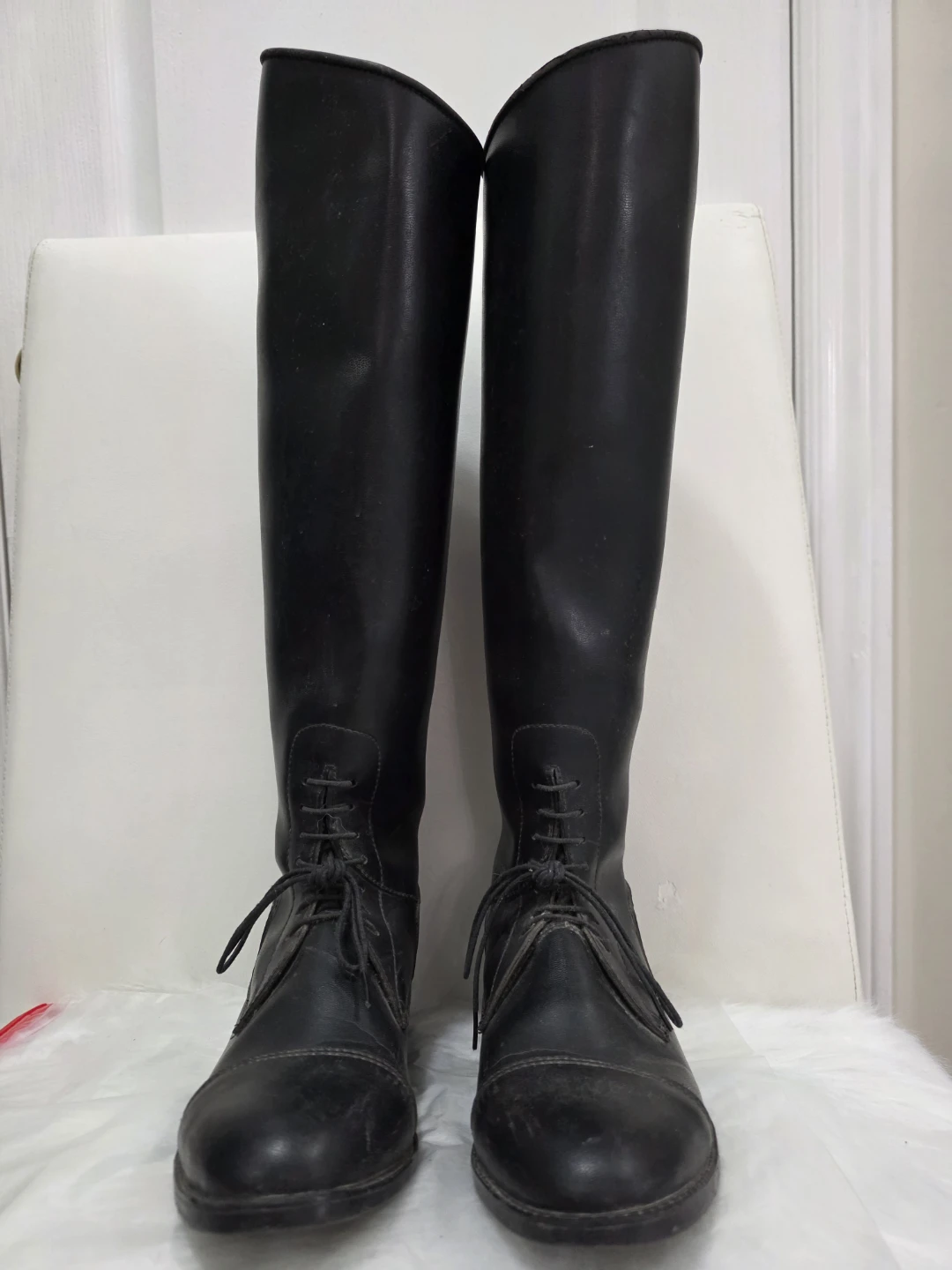 Black Insulated Faux Leather Horse Riding Boots