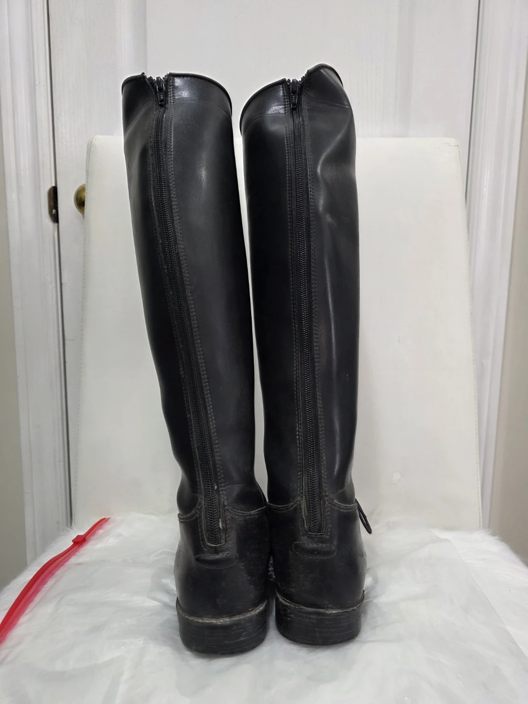 Black Insulated Faux Leather Horse Riding Boots - photo 4