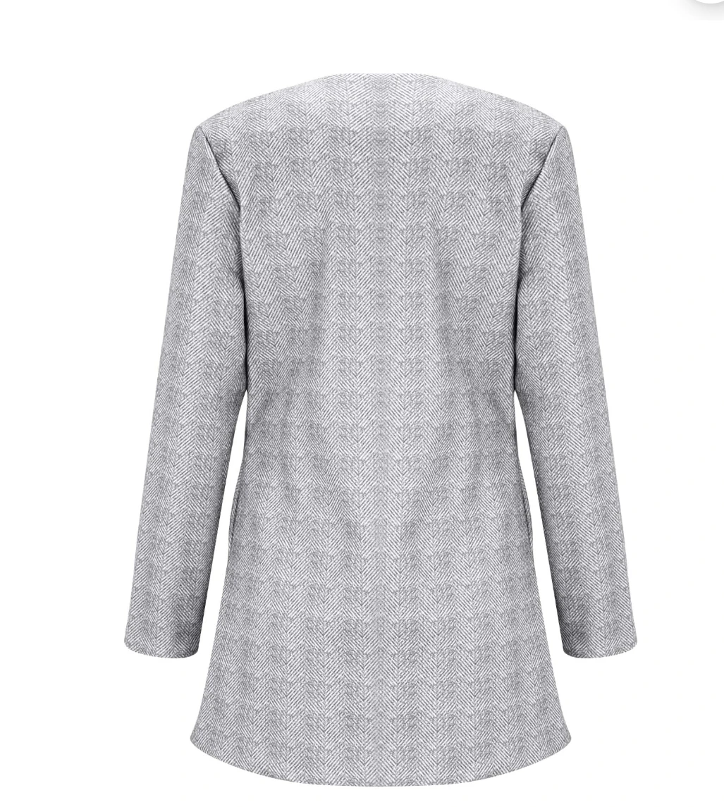 Gray Herringbone Patterned Blazer - photo 2