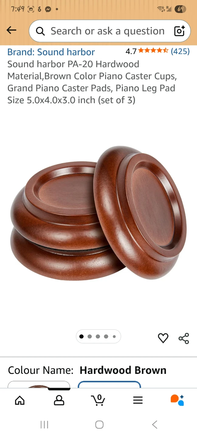Sound harbor Hardwood Piano Caster Cups 🌱- Set of 3