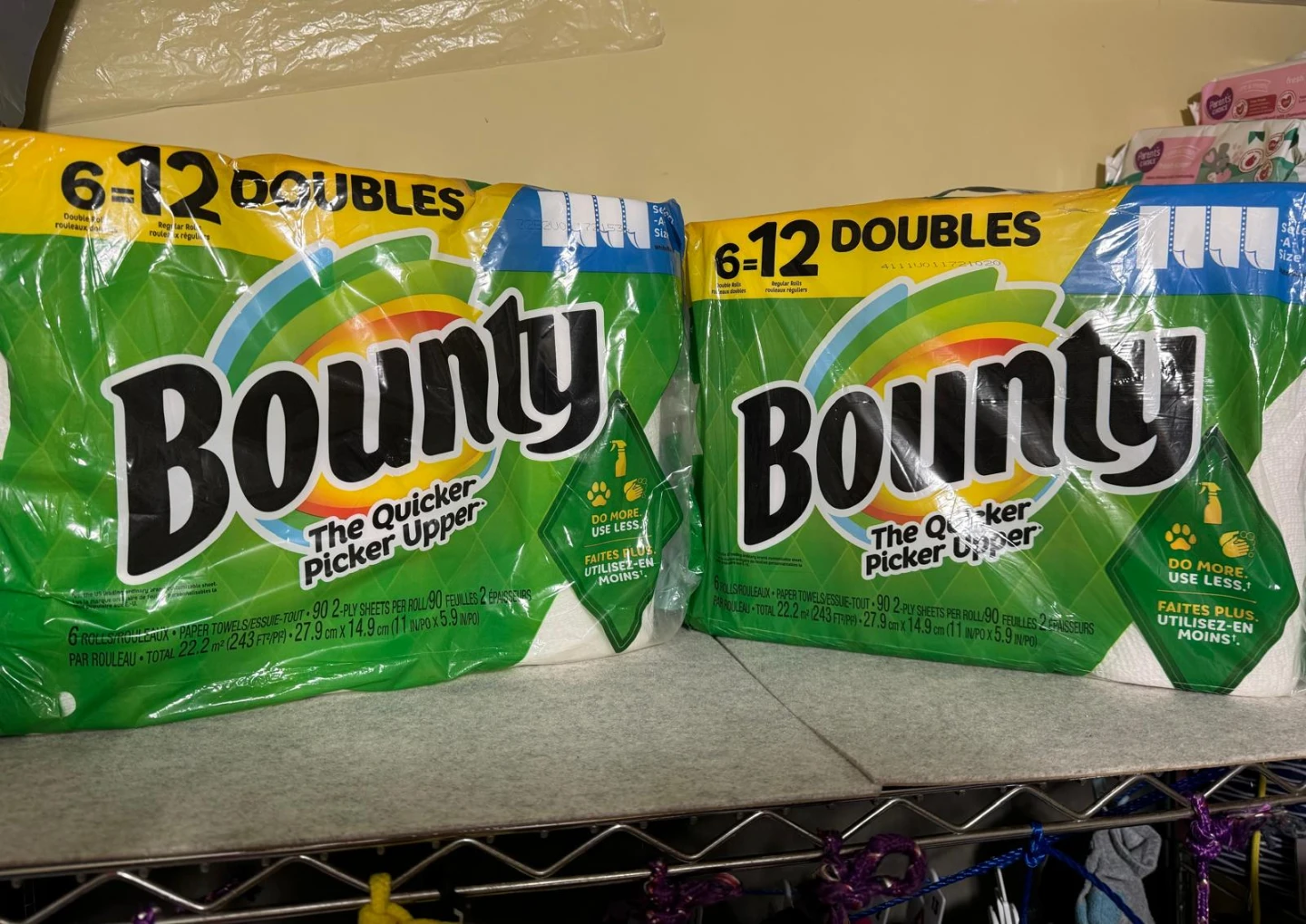 Bounty Paper Towels - 2 Packs of 6 Doubles Rolls