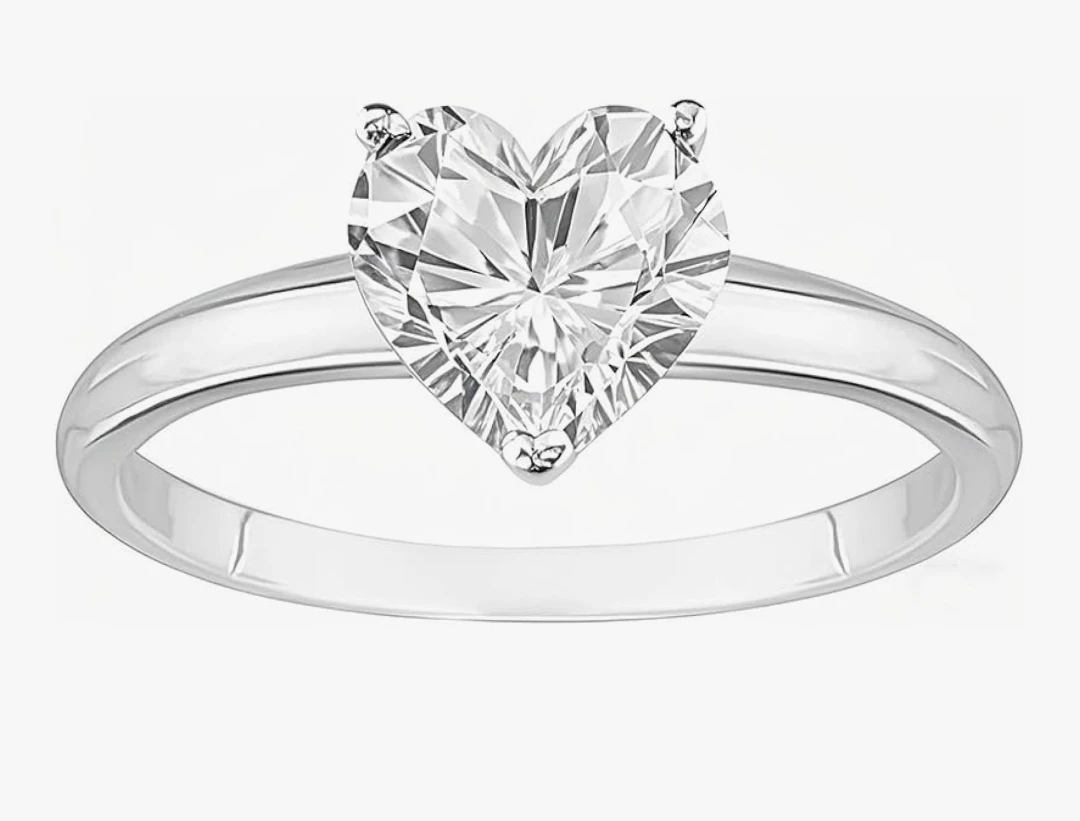 925 Silver Moissanite Heart Ring - Size 6  2carats - photo 2