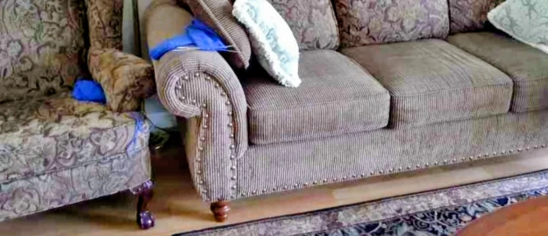 Brown Upholstered Sofa and Armchair Set