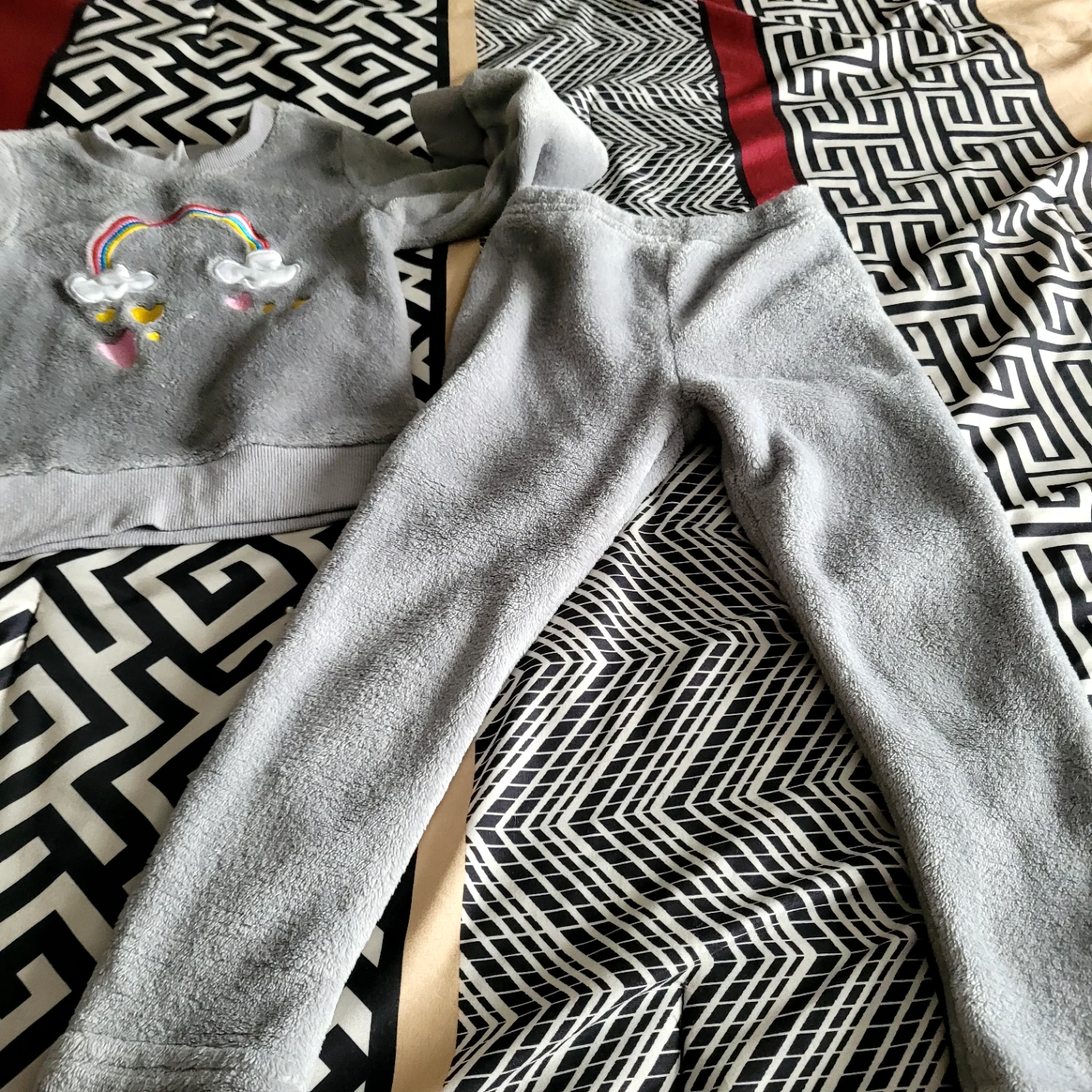 New Gray Rainbow Cloud Kids Pajama Set