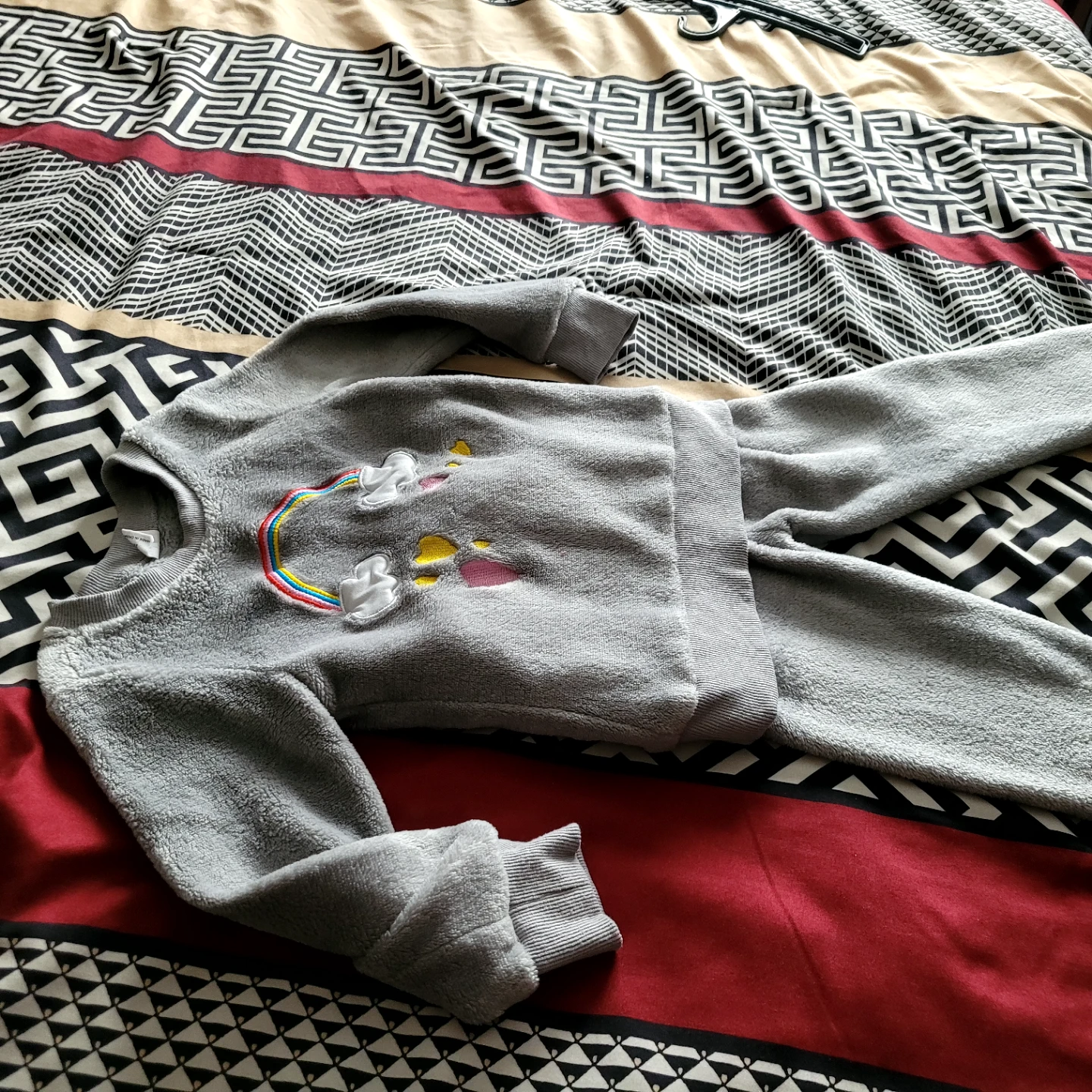 New Gray Rainbow Cloud Kids Pajama Set - photo 2