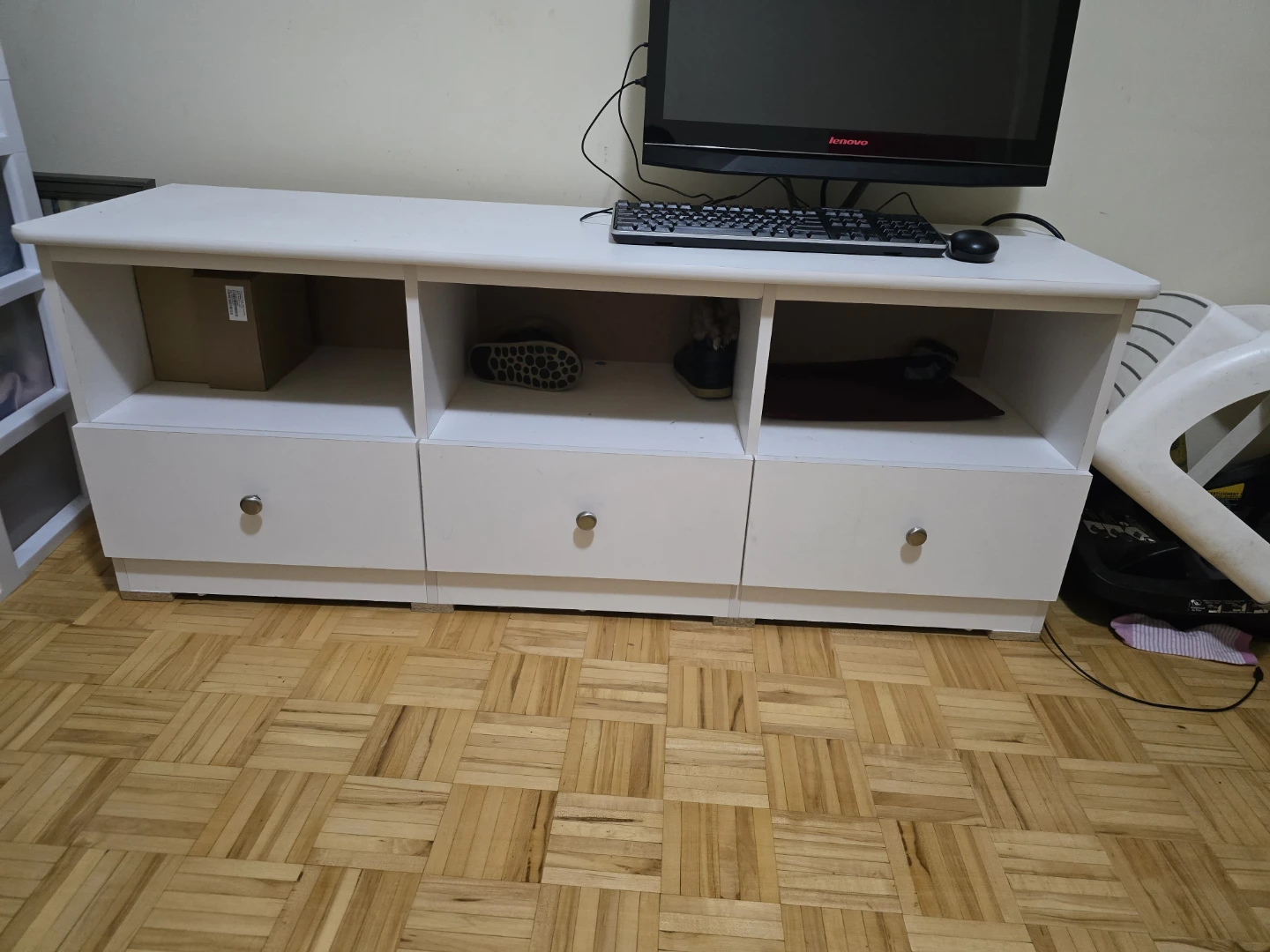 White TV Stand with Drawers - photo 2