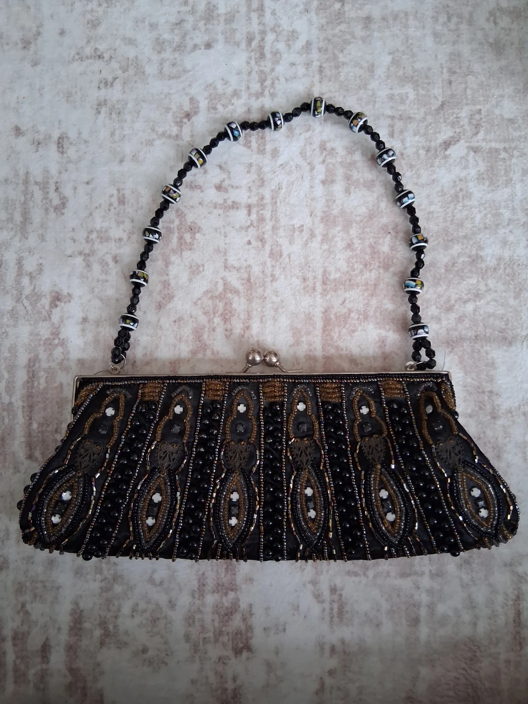 Beaded Evening Clutch Purse with Beaded Strap