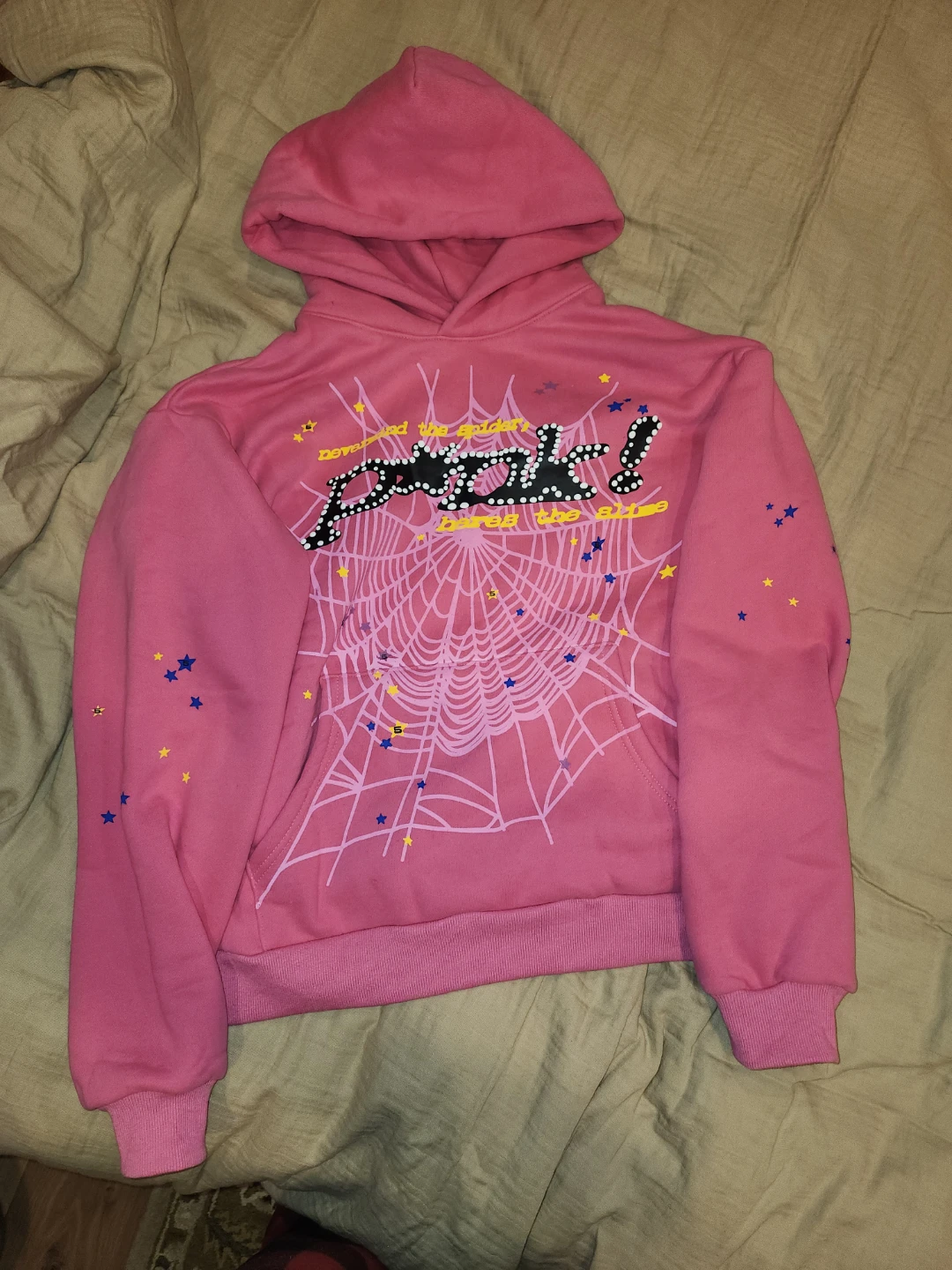 Pink p*nk sp5der hoodie, size medium