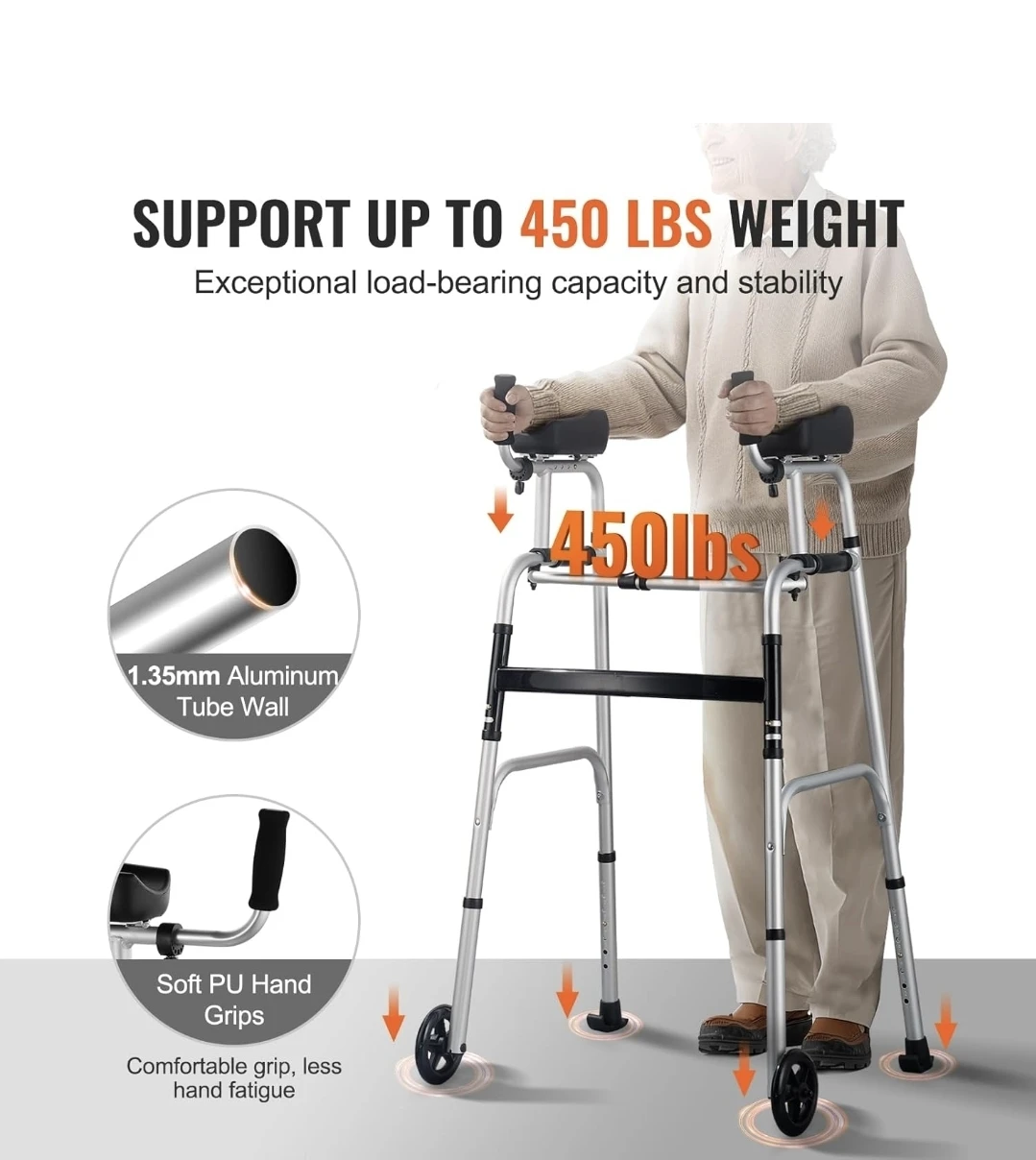 VEVOR Folding Walker with Armrest Support