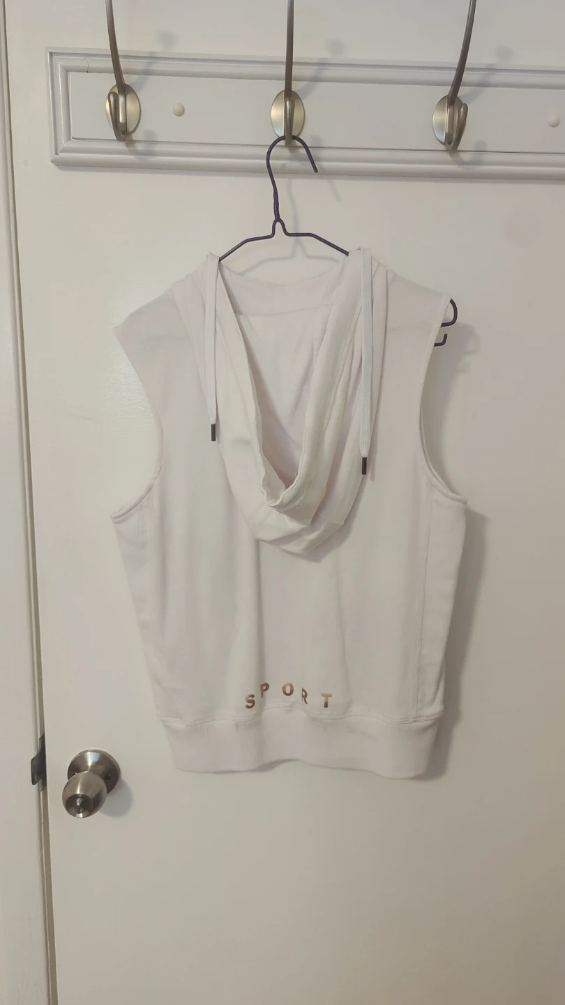 DKNY White Sleeveless Cropped Hoodie - photo 2