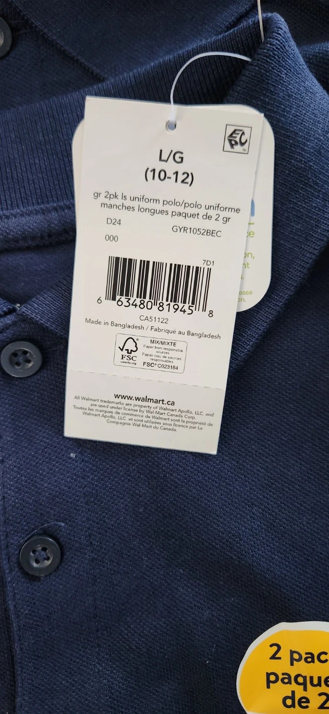 George Long Sleeve Uniform Polo Shirts - Navy - Size L/G (10-12) - photo 2