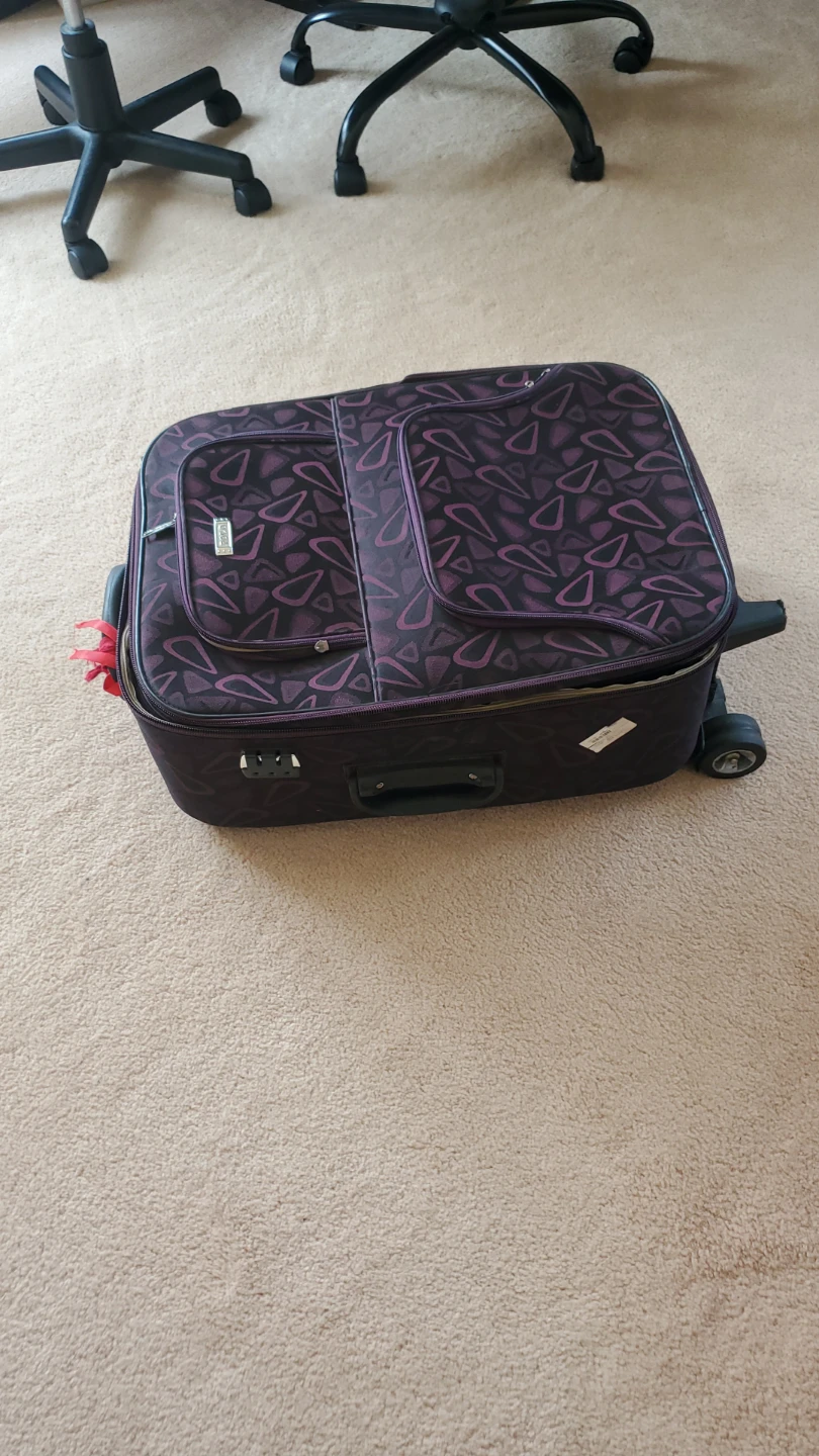 Purple Patterned Rolling Suitcase