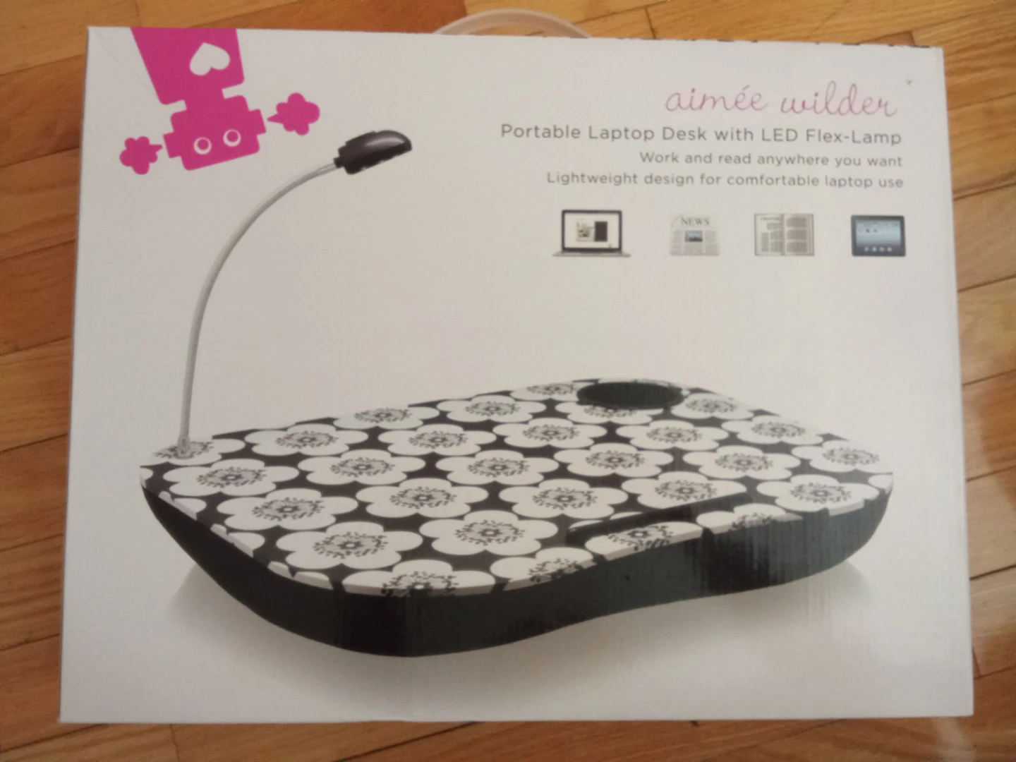 NEW Aimée Wilder Portable Laptop Desk with LED Flex-Lamp
