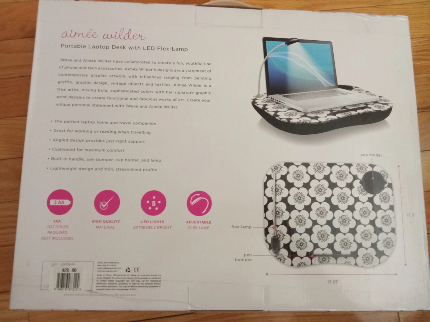 NEW Aimée Wilder Portable Laptop Desk with LED Flex-Lamp - photo 2