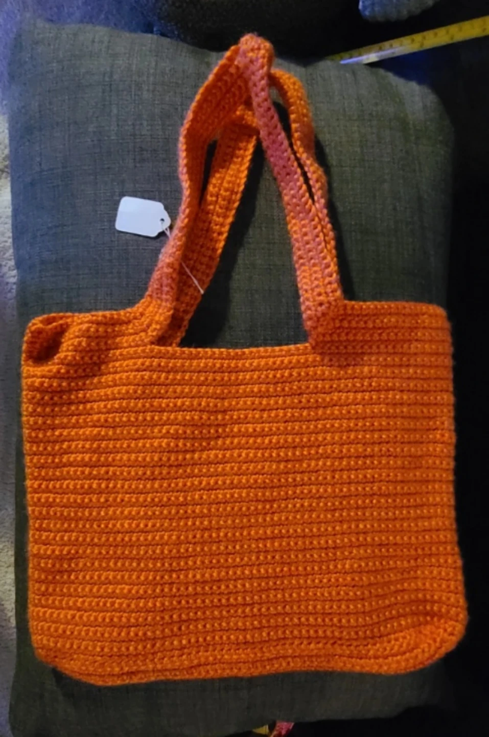 Handmade Crochet Orange Tote Bag