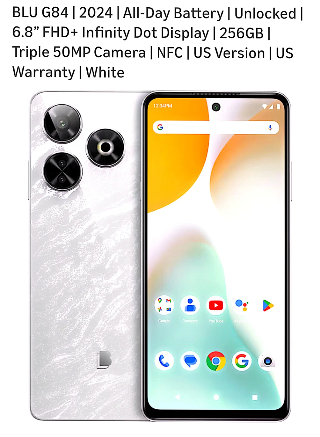 BLU G84 Unlocked Smartphone - White