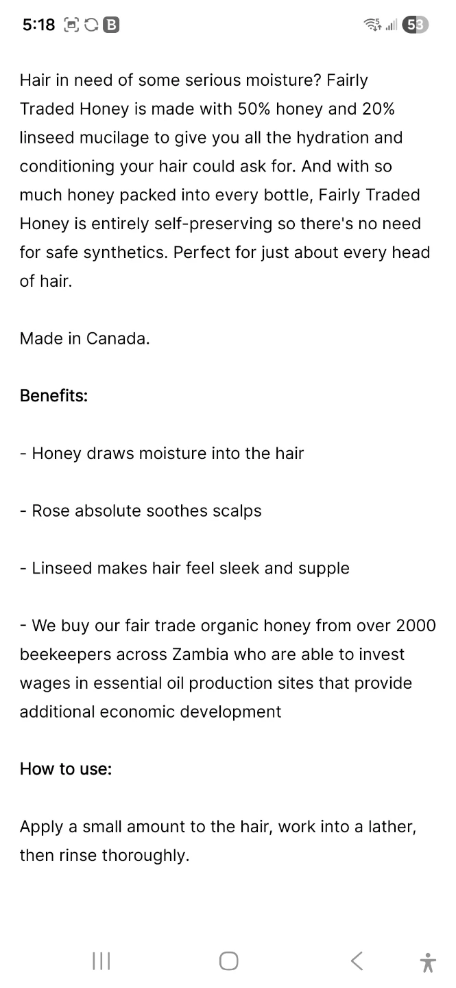 Fairly Traded Honey Shampoo 100ml - photo 2