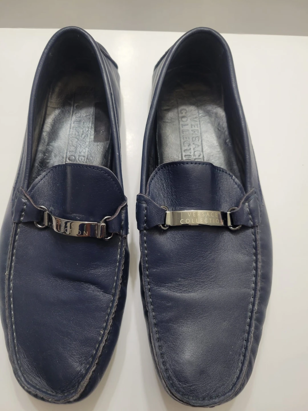 Versace Collection Men's Navy Leather Loafers