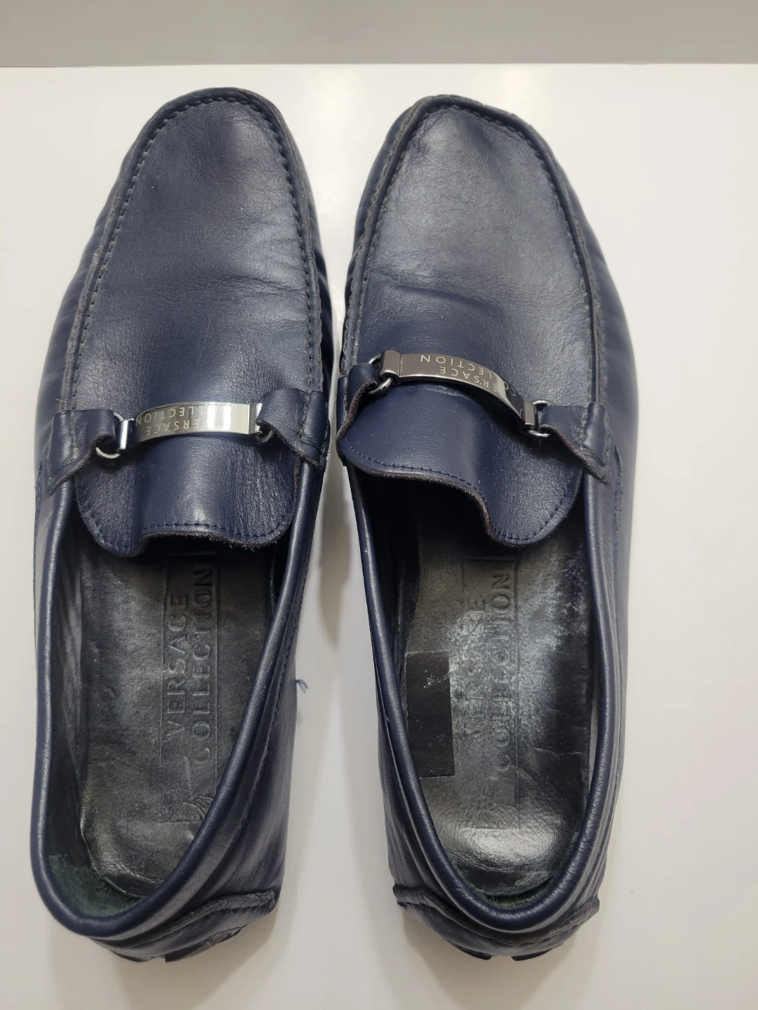 Versace Collection Men's Navy Leather Loafers - photo 2