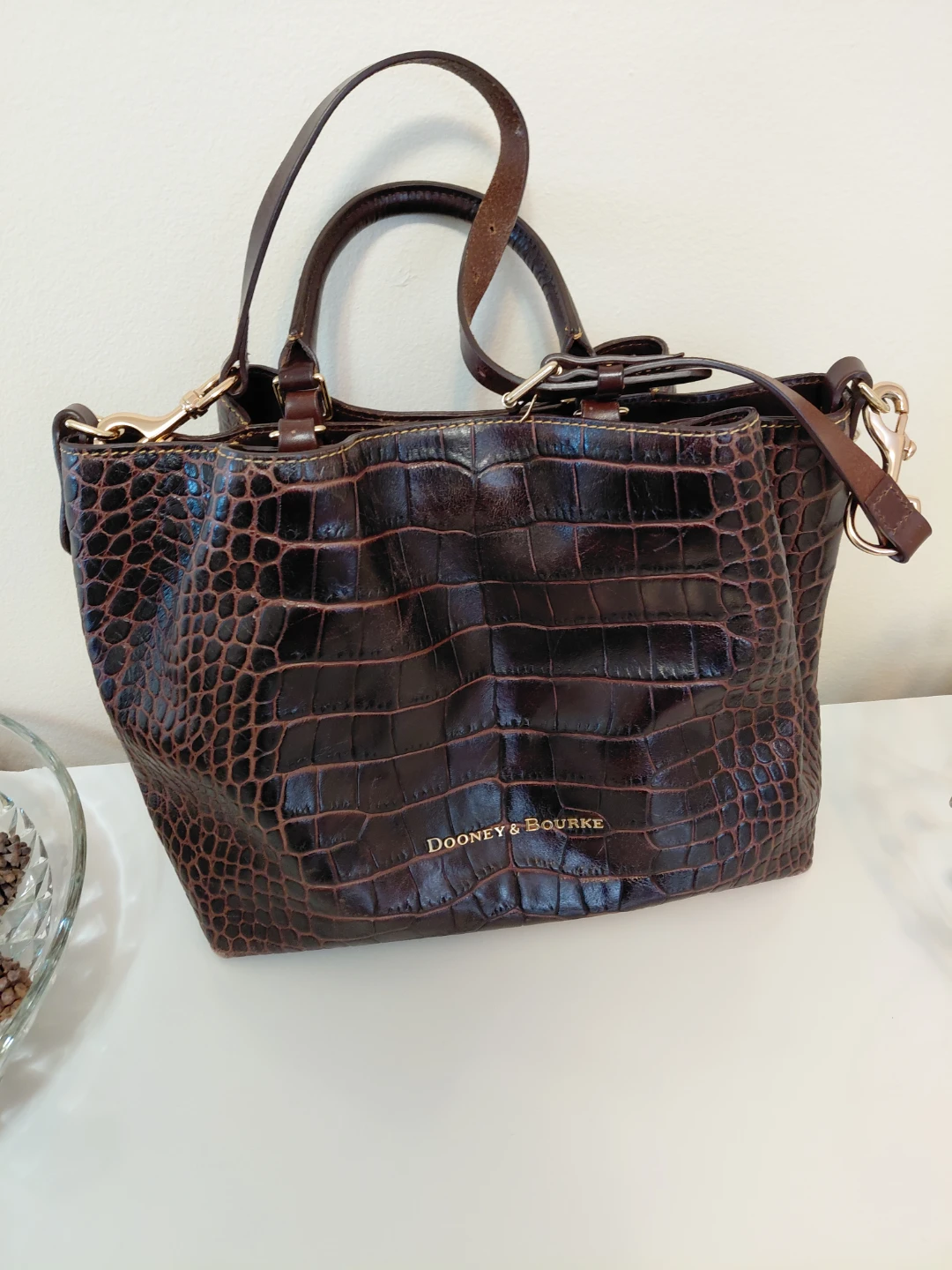 Dooney & Bourke Croc Embossed Leather Satchel - photo 3