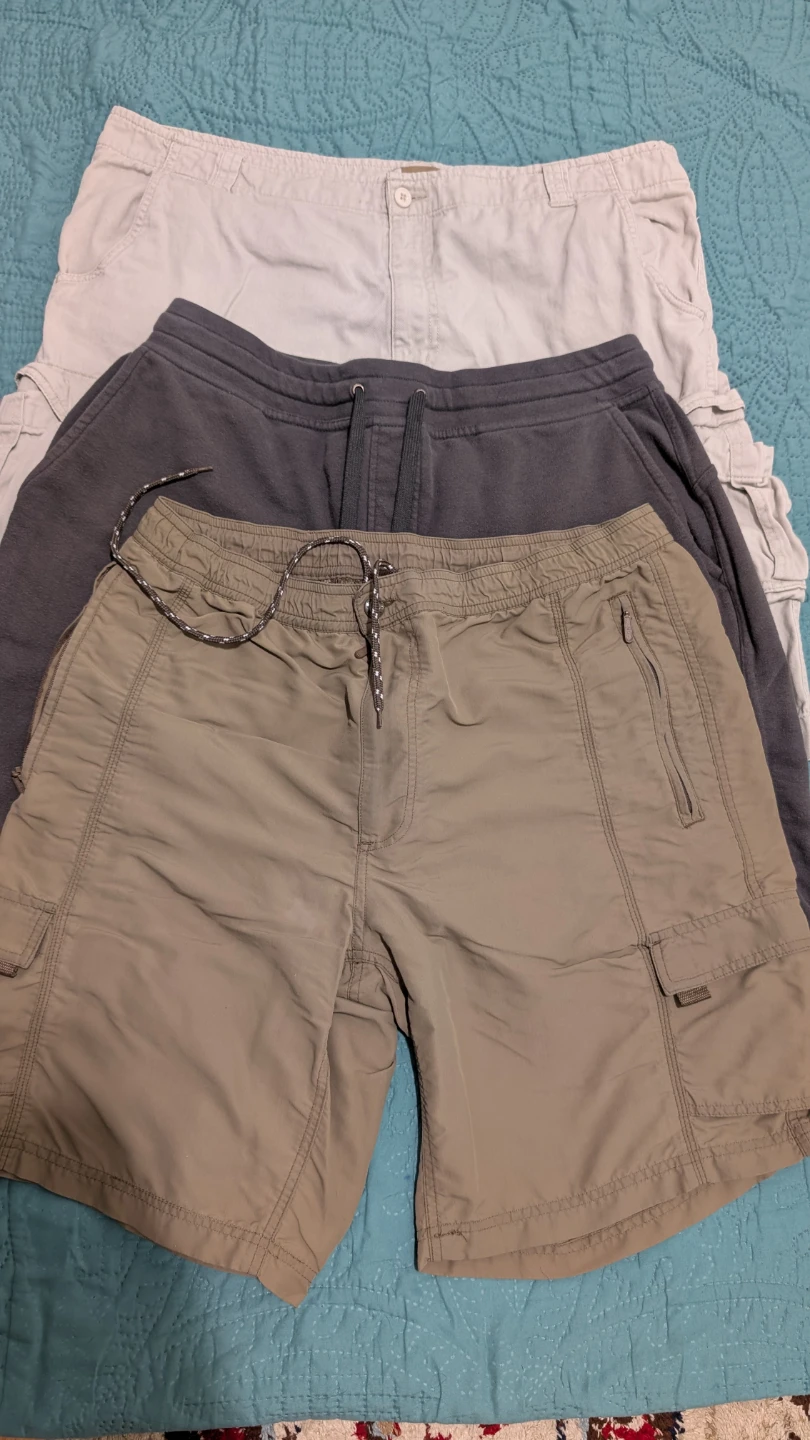 White, grey and Khaki colour shorts