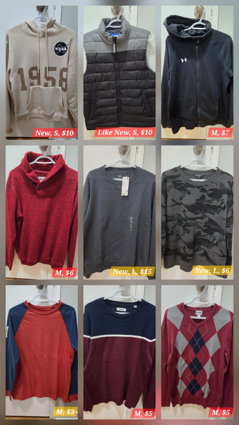 Men's Top Clothing (New/Great Condition)