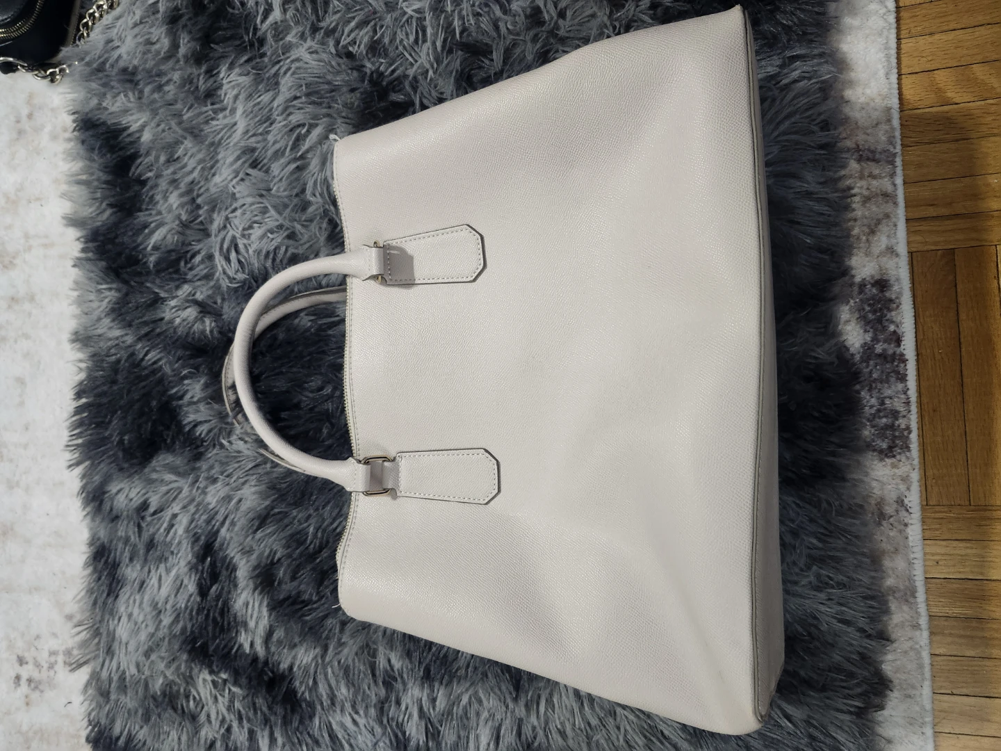 Light Beige Structured Tote Handbag