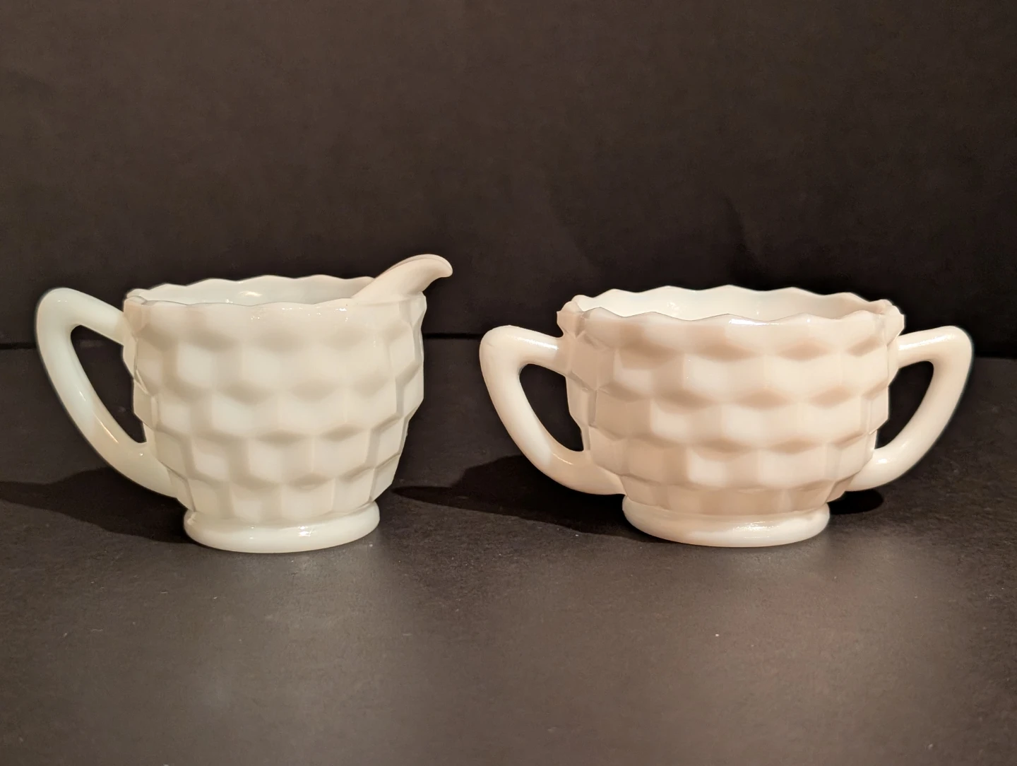 Vintage Milk Glass Cream & Sugar Set