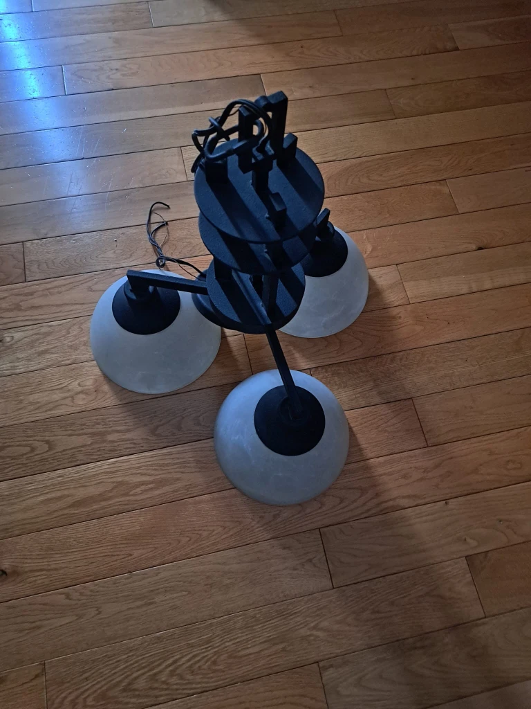 3-Light Matte Black Chandelier