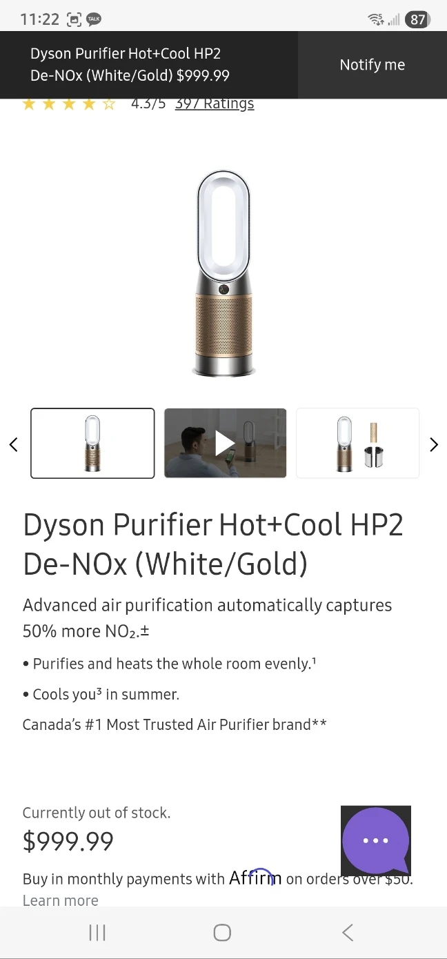 Dyson Purifier Hot+Cool HP2 De-NOx (White/Gold) - photo 5