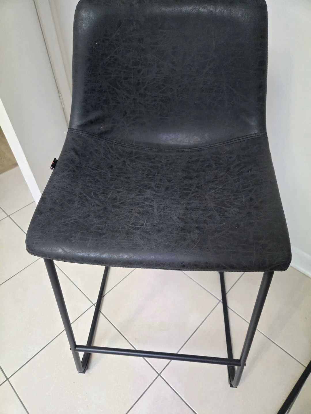 Black Faux Leather Bar Stool_high chair - photo 2