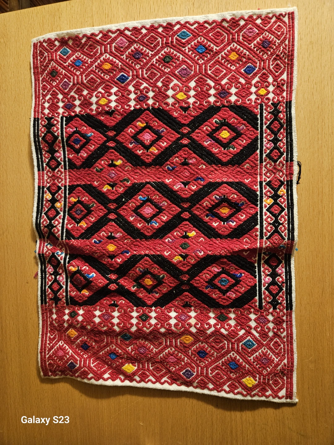 Handmade Embroidered Wall Hanging - Red & Black