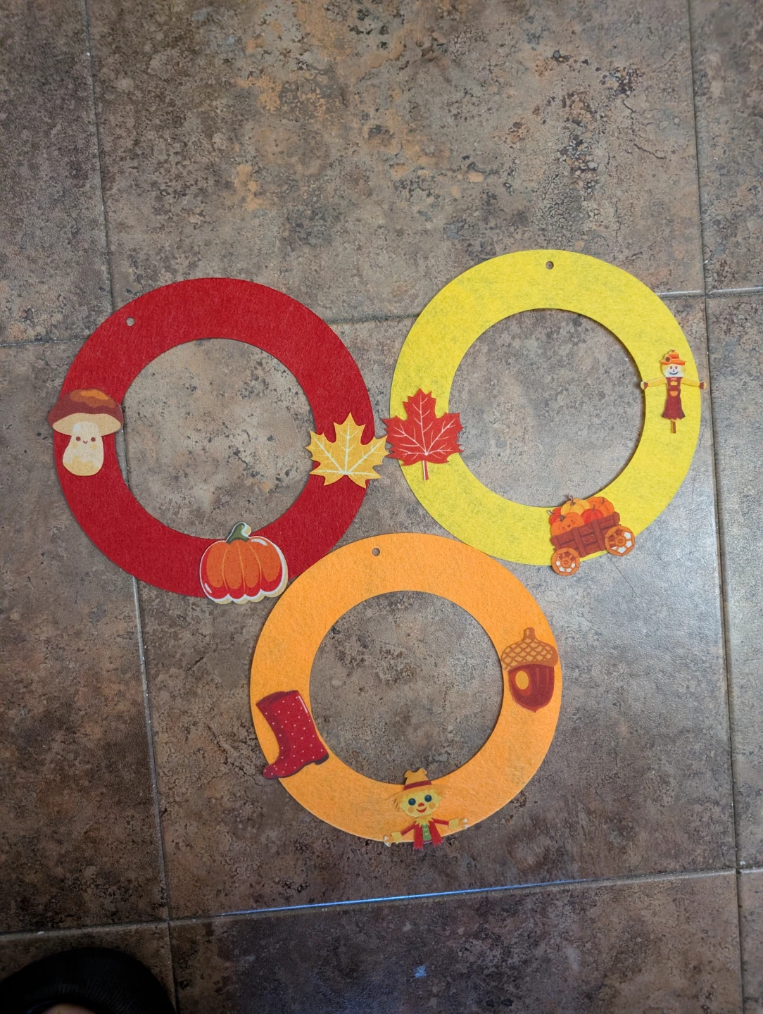 Set of 3 Fall Themed Wreath Decorations